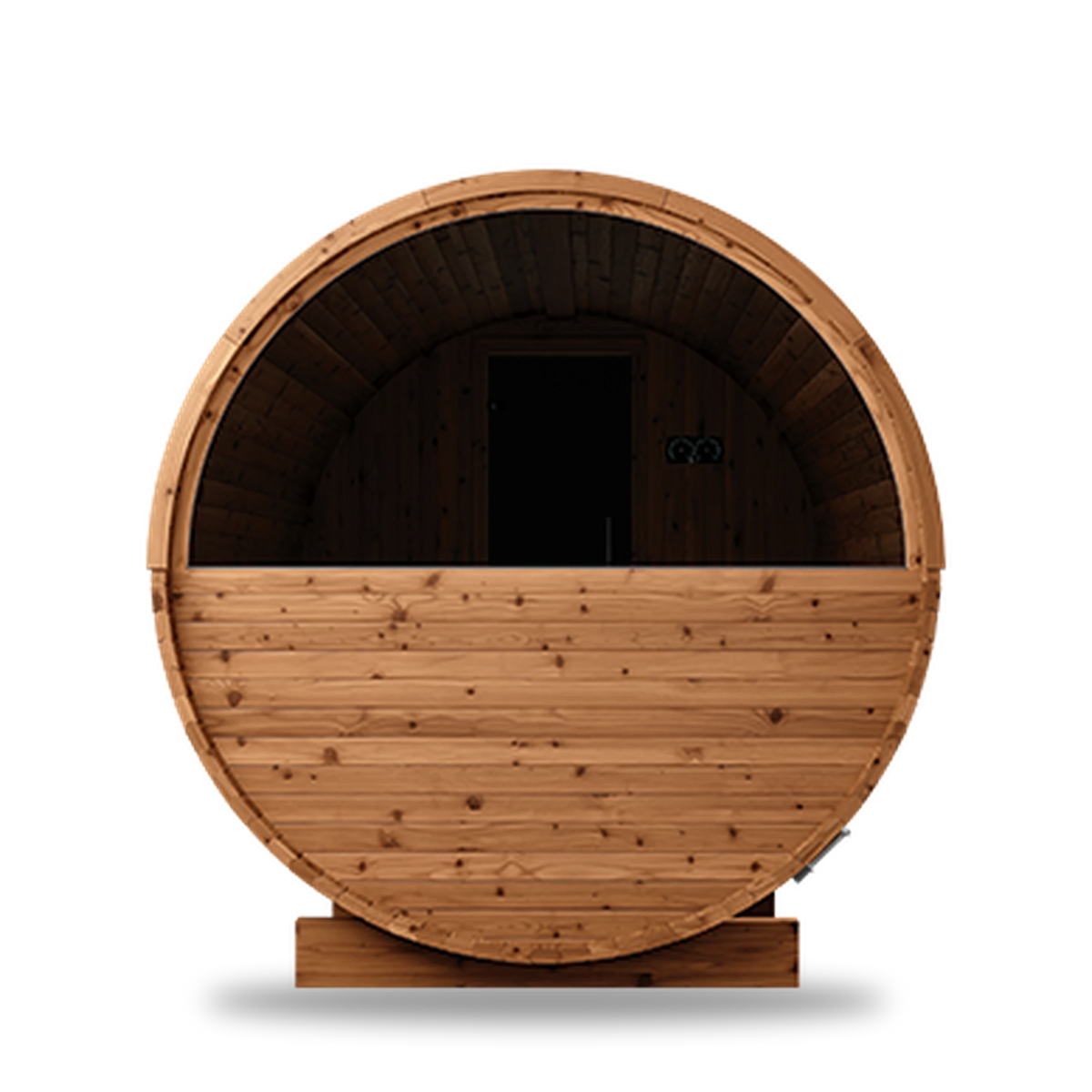Thermory Natural Barrel 62 sauna, rear view