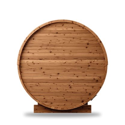 Thermory Natural Barrel 63 sauna, rear view