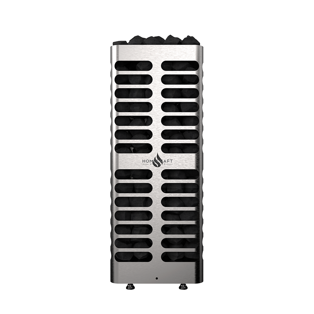 Homecraft Revive sauna heater with broad stainless louvres and stones
