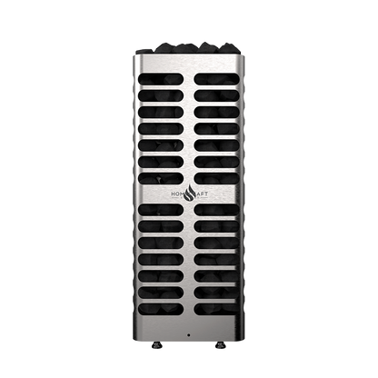 Homecraft Revive sauna heater with broad stainless louvres and stones